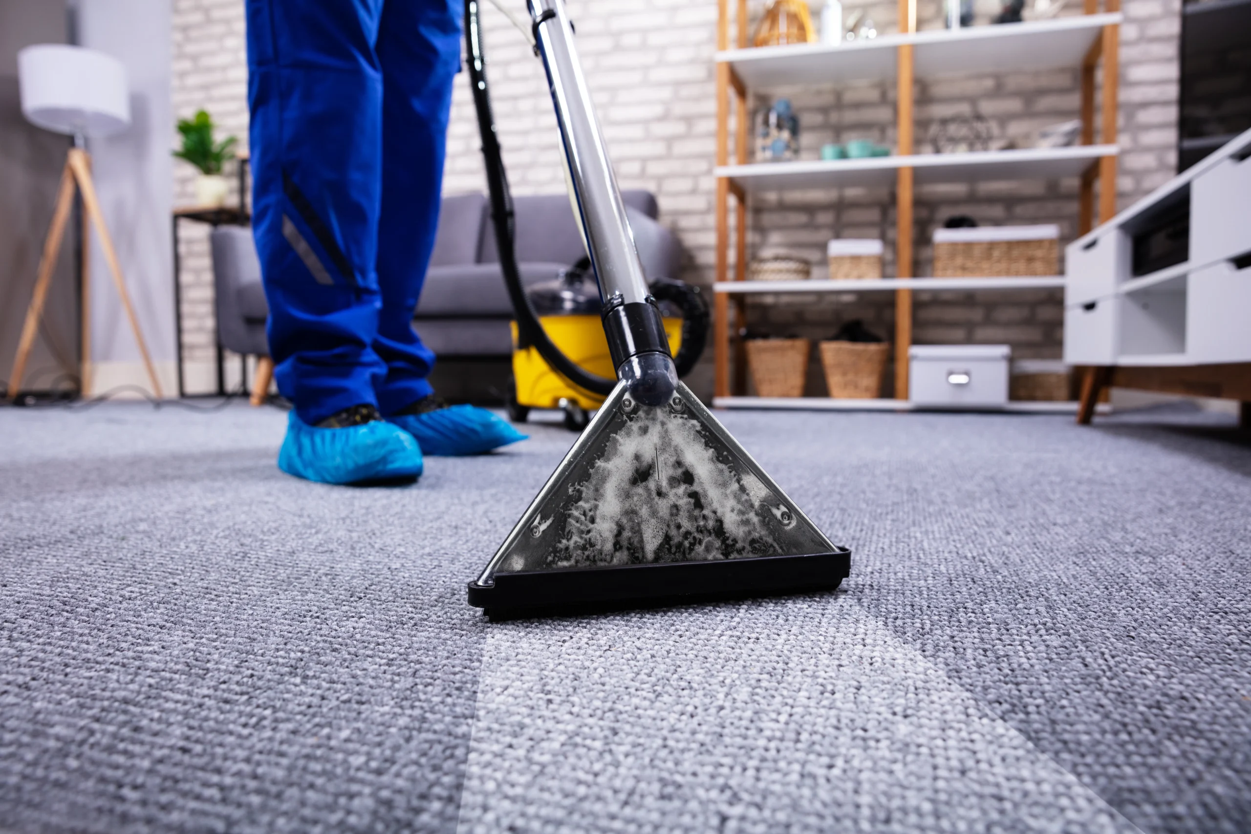 vacuuming carpet